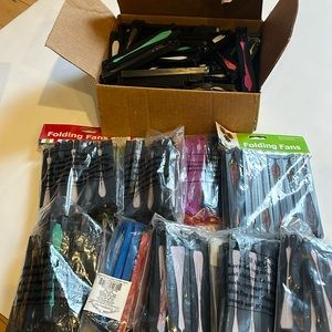 Assorted colorful paper fans